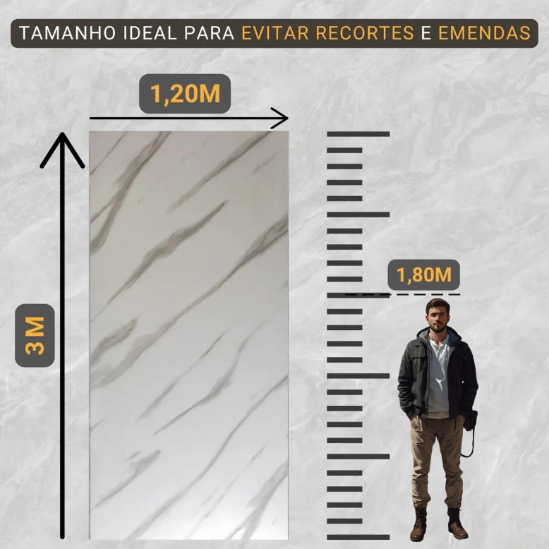 Painel Decorativo Mármore Adesivo Flexível HY 003 - Branco Rajado