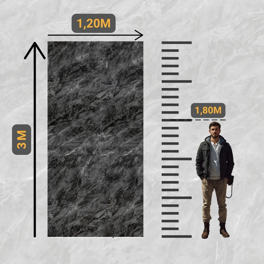 Painel Decorativo Mármore Adesivo Flexível HY 081 - Cinza Escuro