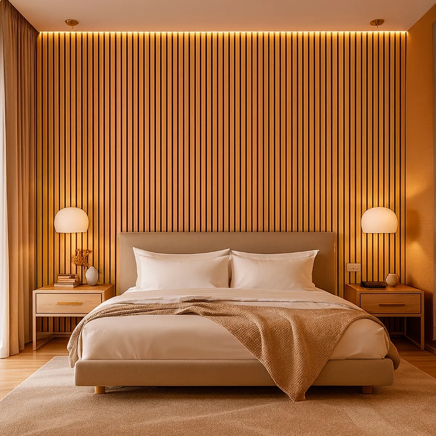 Painel Ripado Autocolante 40x300 - Freijó