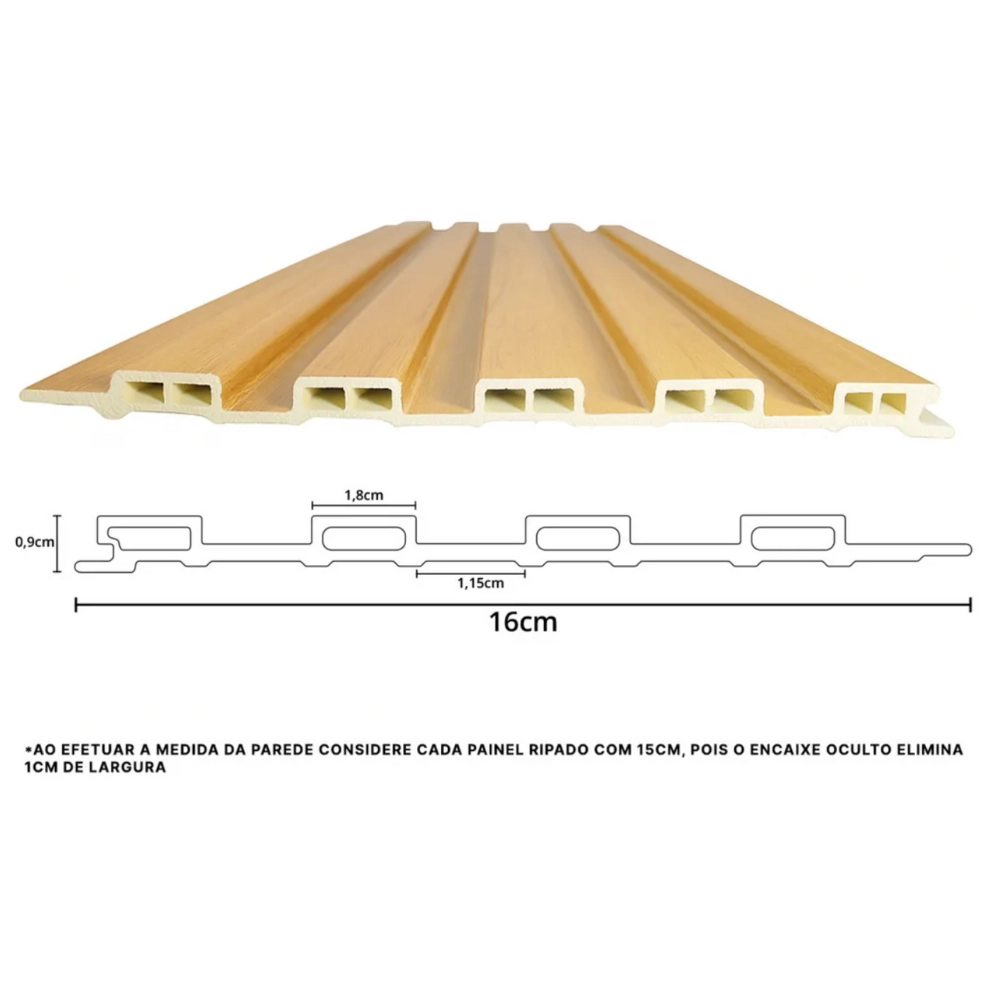 Painel Ripado de WPC Carvalho 9mm Painel Ripado de WPC Carvalho 9mm