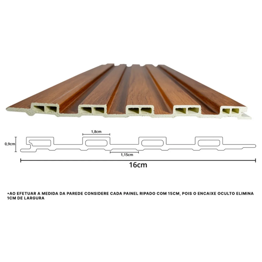 Painel Ripado de WPC Freijó 9mm Painel Ripado de WPC Freijó 9mm