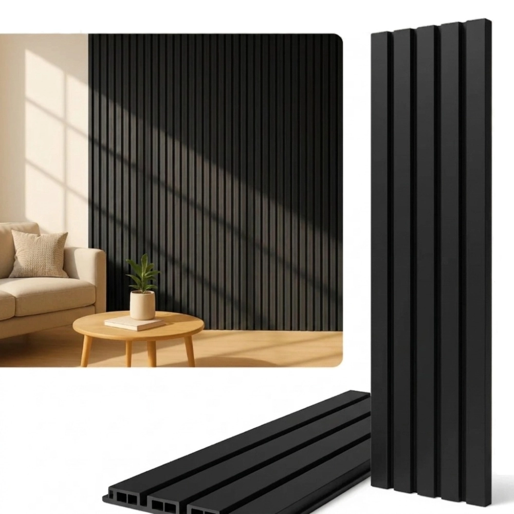 Painel Ripado de WPC Preto 9mm