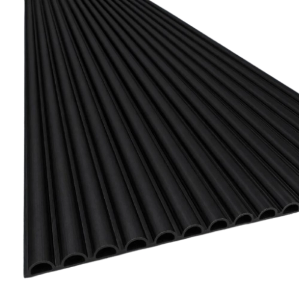 Painel Ripado Redondo de WPC Preto 13mm Painel Ripado Redondo de WPC Preto 13mm
