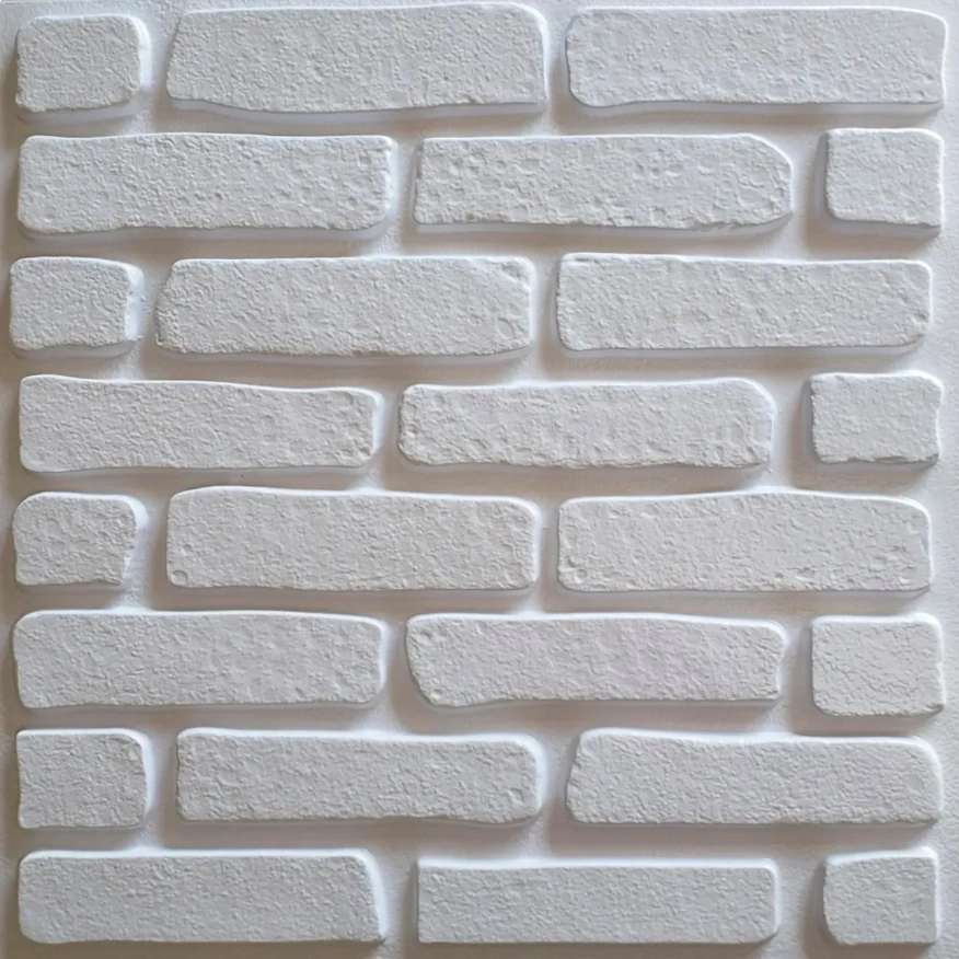 Placa 3D Poliestireno Branca Basic Tijolinho 50x50