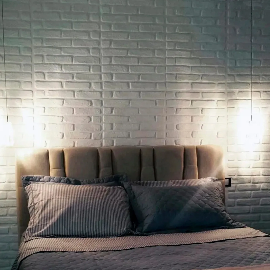 Placa 3D Poliestireno Branca Basic Tijolinho 50x50