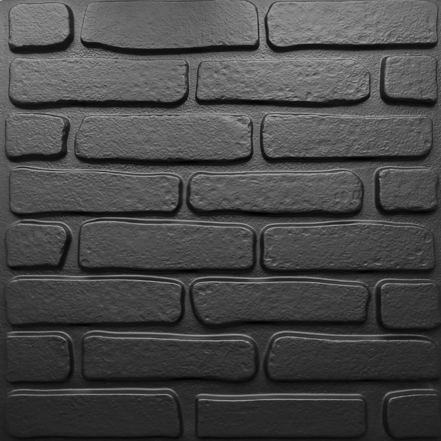 Placa 3D Poliestireno Preta Basic Tijolinho 50x50