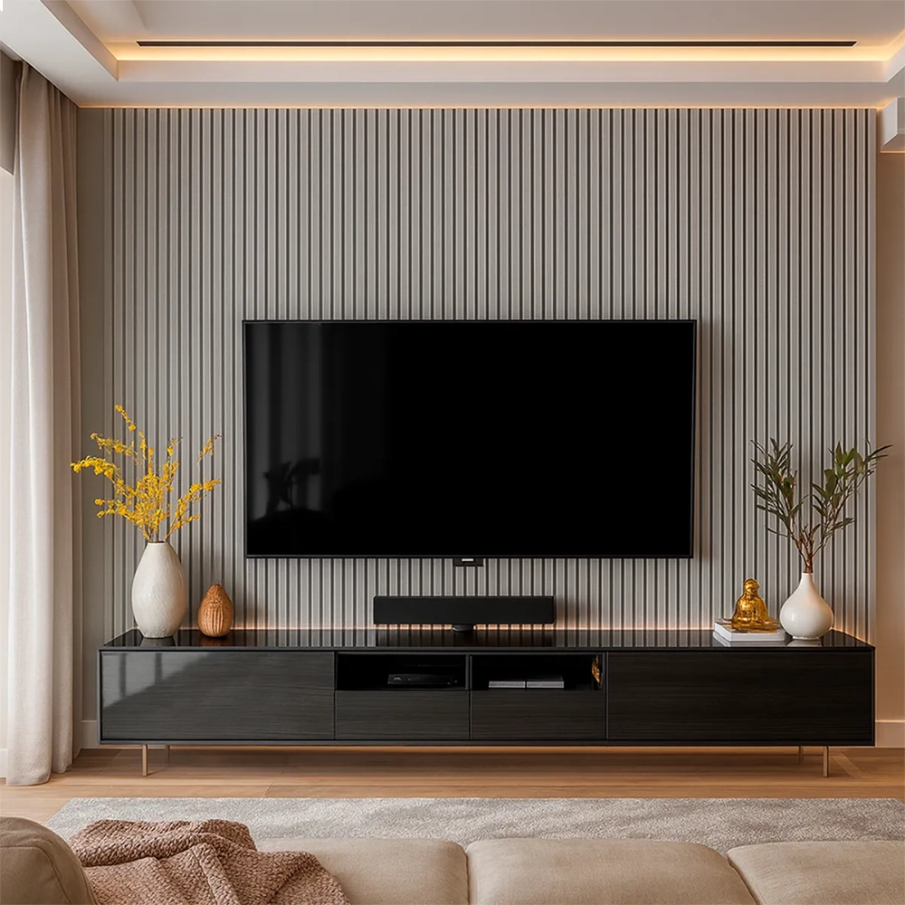 Painel Ripado Autocolante 40x300 - Cinza Claro