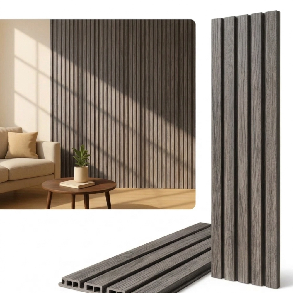 Painel Ripado de WPC Cinza 9mm