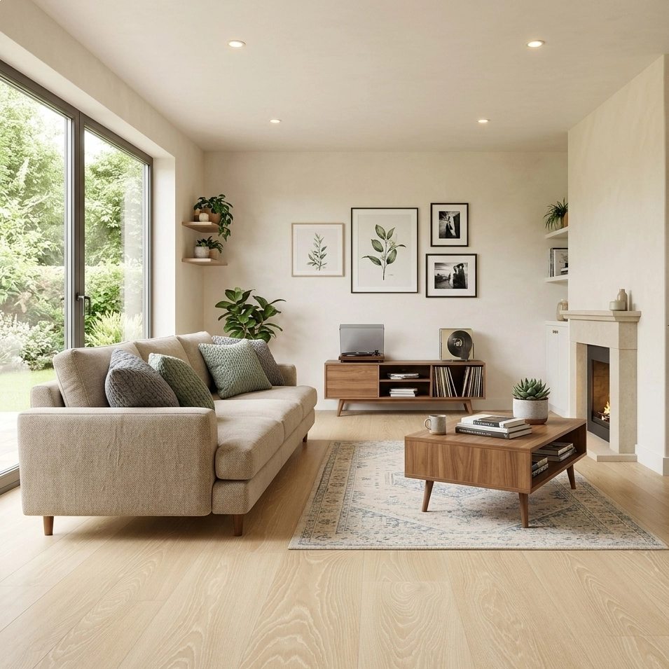 Piso Laminado Quick Step Smart - Carvalho Congelado Bege Piso Laminado Quick Step Smart - Carvalho Congelado Bege