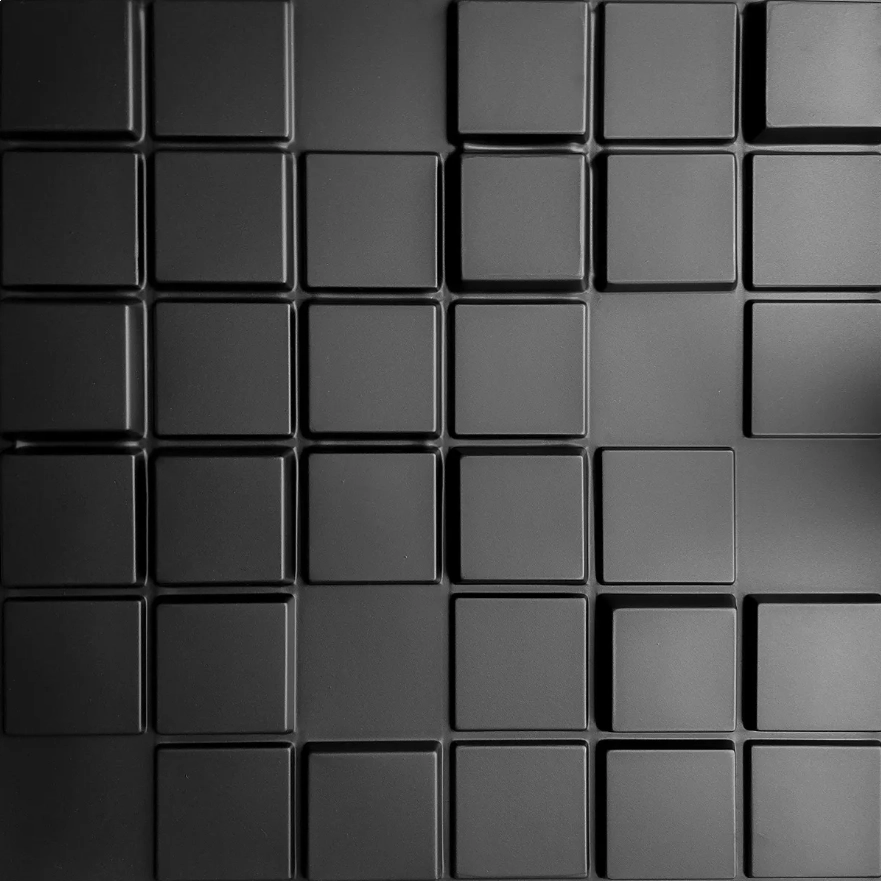 Placa 3D Poliestireno Black Basic Pixel 50x50