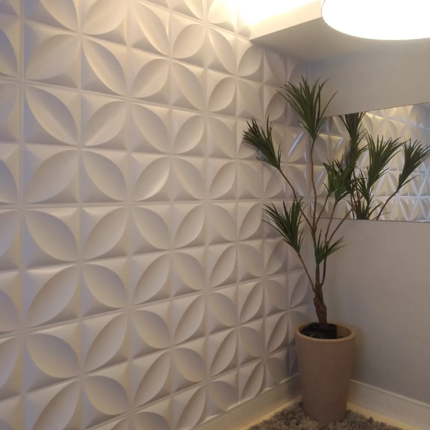 Placa 3D Poliestireno Branca Basic Primavera 50x50