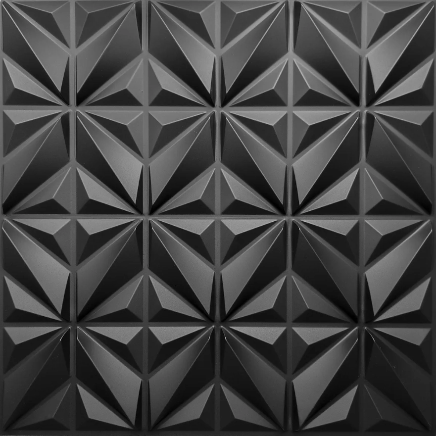 Placa 3D Poliestireno Preta Basic África 50x50