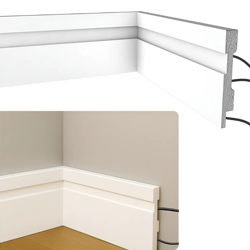 Rodapé Poliestireno 7cm Branco